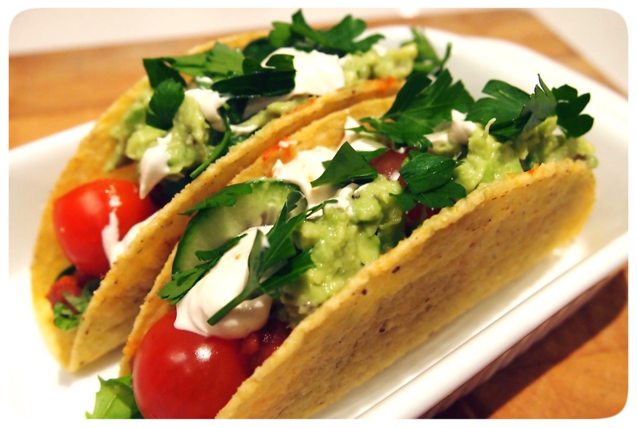 Spicy Bean Chilli & Rice Tacos with Cashew Sour Cream