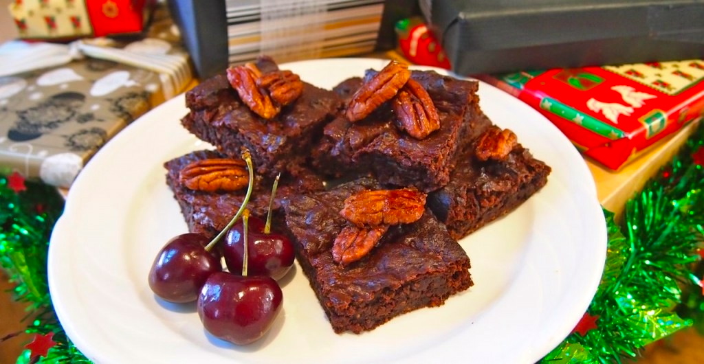 Fudge Brownies with Candied Pecans