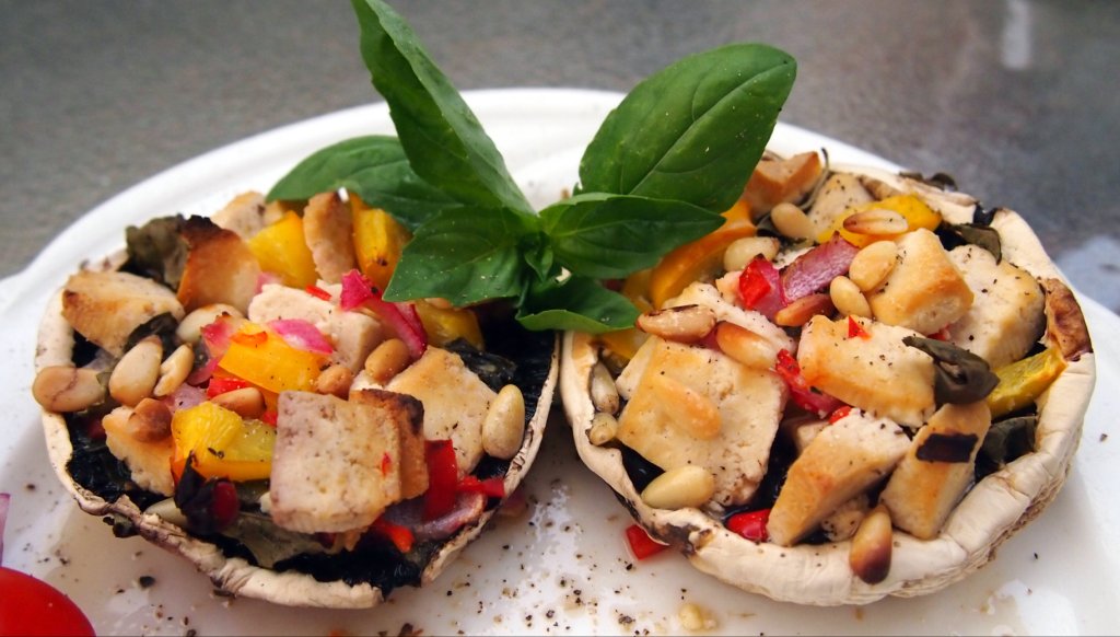 Lemon, Basil & Feta Stuffed Mushrooms