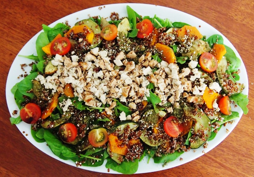 Roast Veg, Quinoa & Dukkah Salad with Tofu Feta